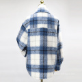 Patchwork Plaid Long Polo Collar Dust Coat